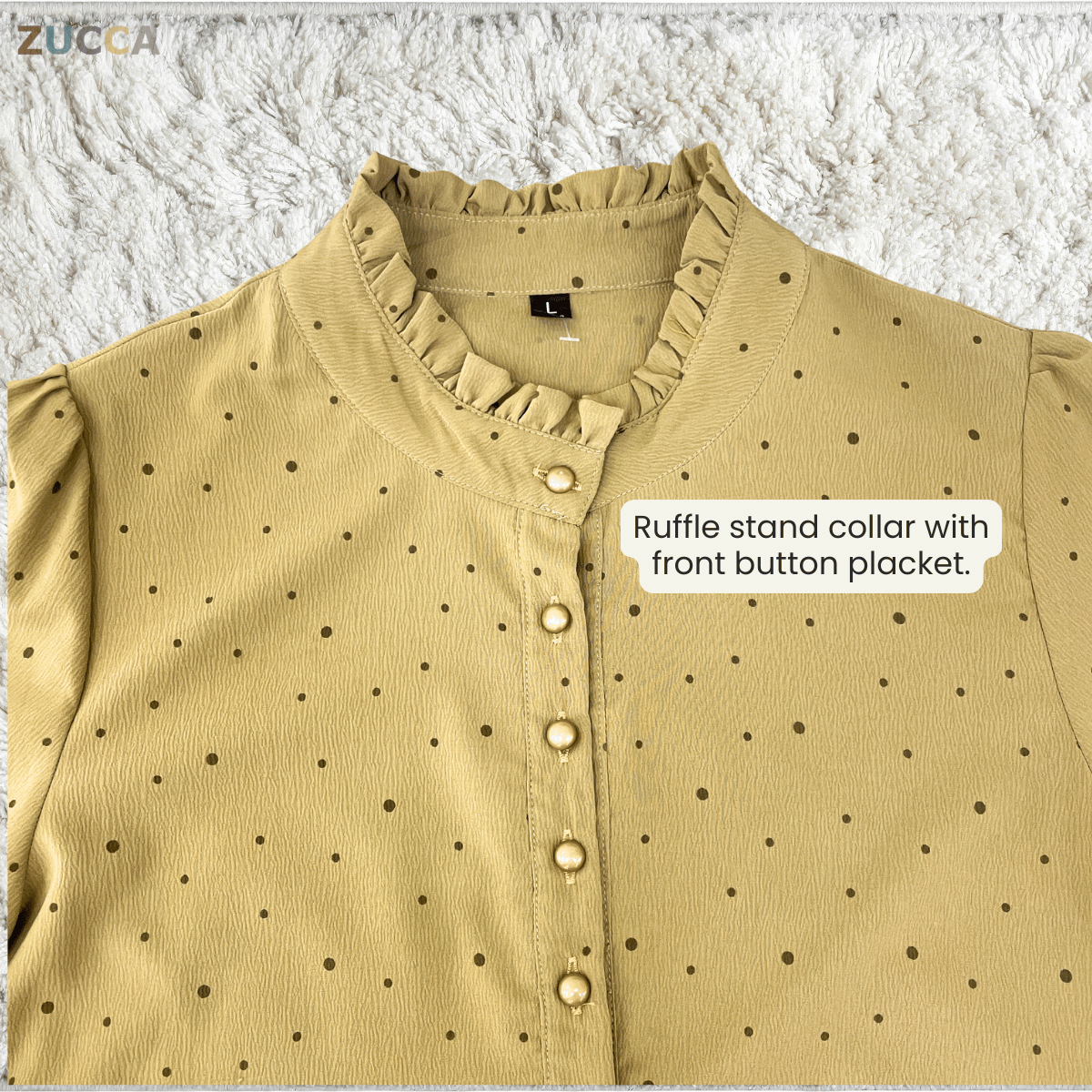 ZUCCA SARAH POLKA RUFFLE MODEST BLOUSE-ZW002