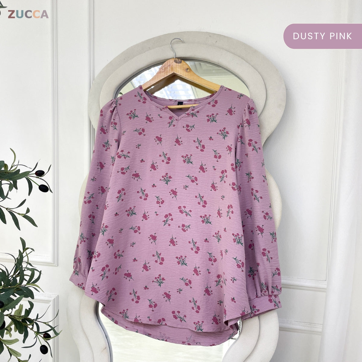 ZUCCA DENNIS ELEGANT FLORAL MODEST BLOUSE LONG SLEEVE - ZW003