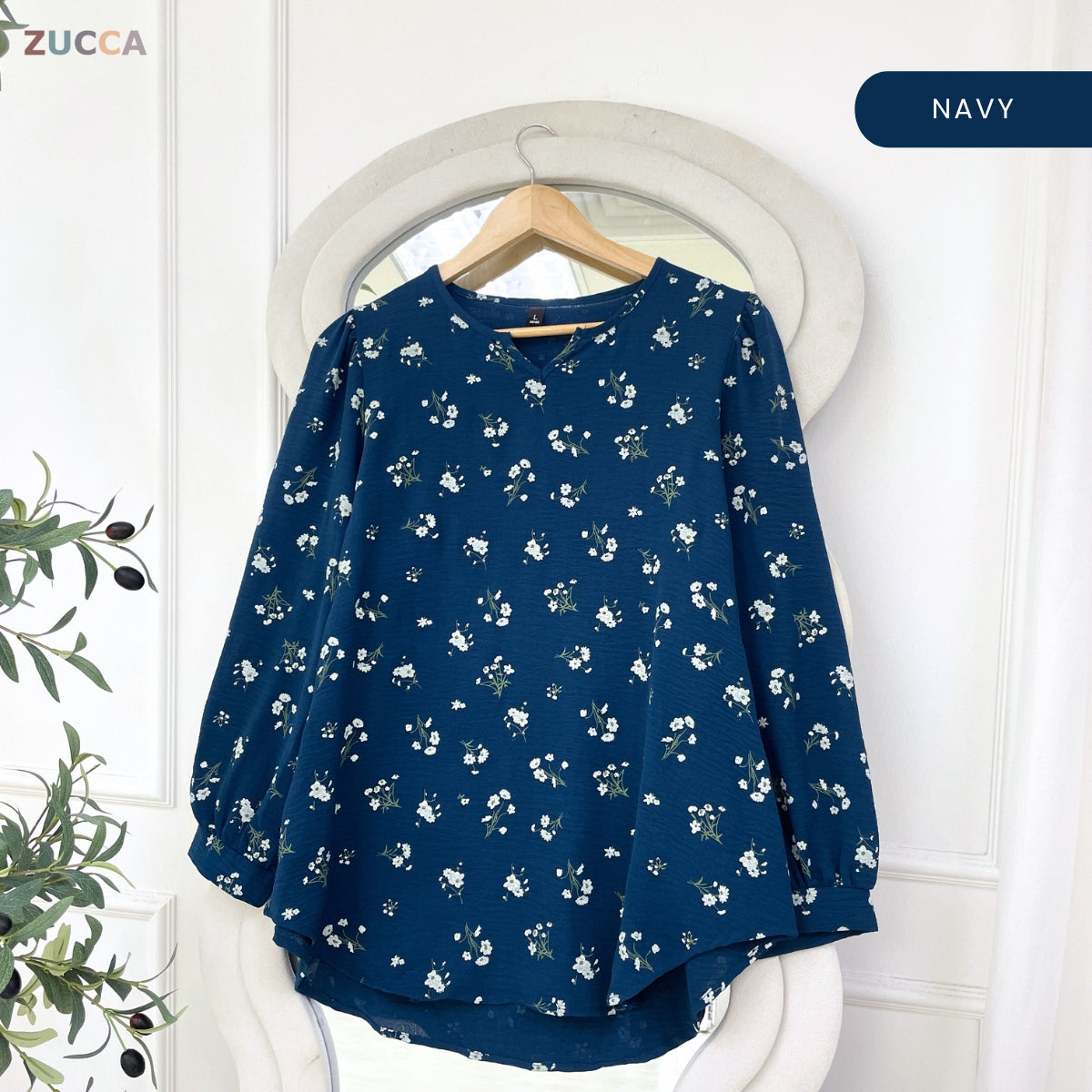ZUCCA DENNIS ELEGANT FLORAL MODEST BLOUSE LONG SLEEVE - ZW003
