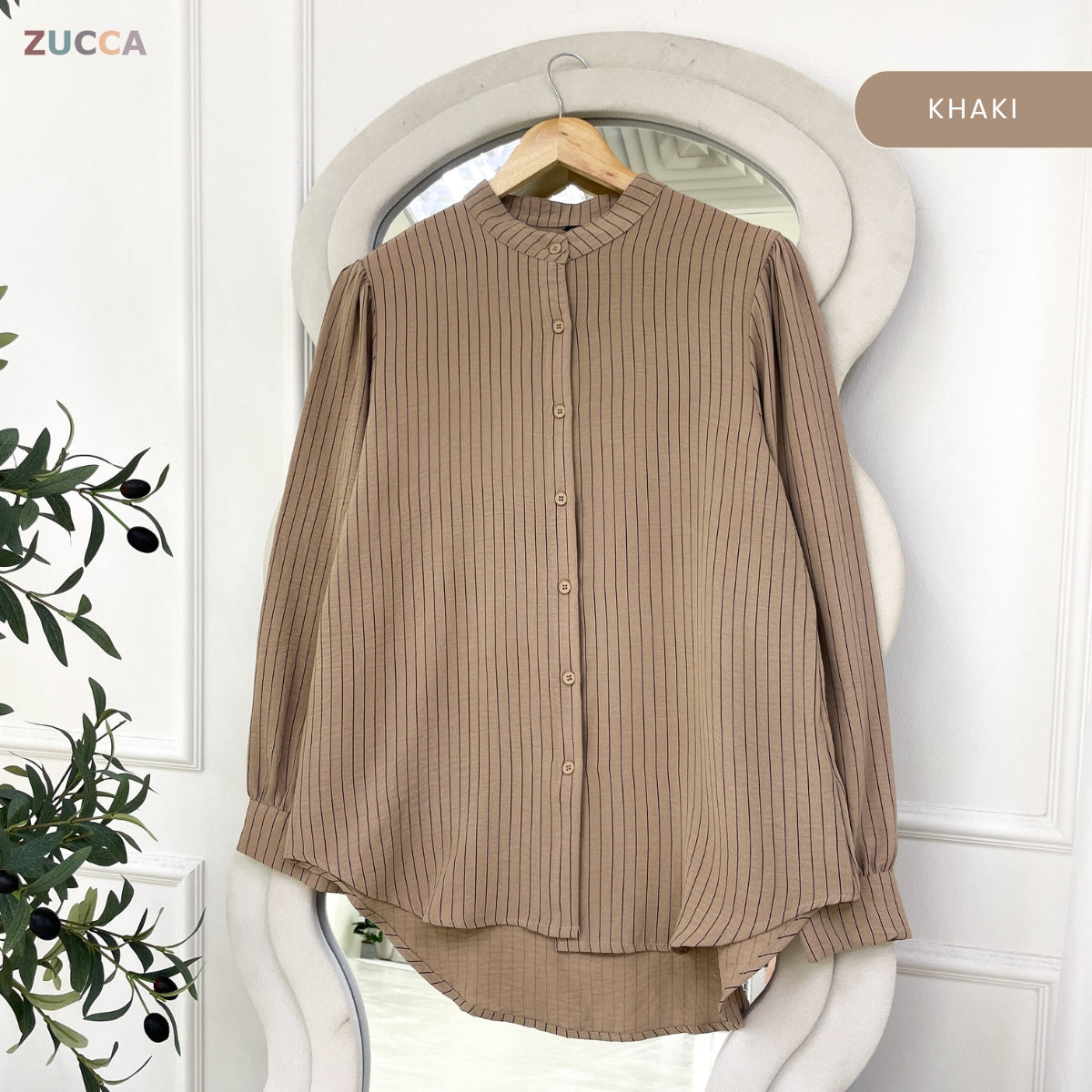ZUCCA AWIN CLASSIC RIBBED MODEST STRIPE TOP LONG SLEEVE - ZW004