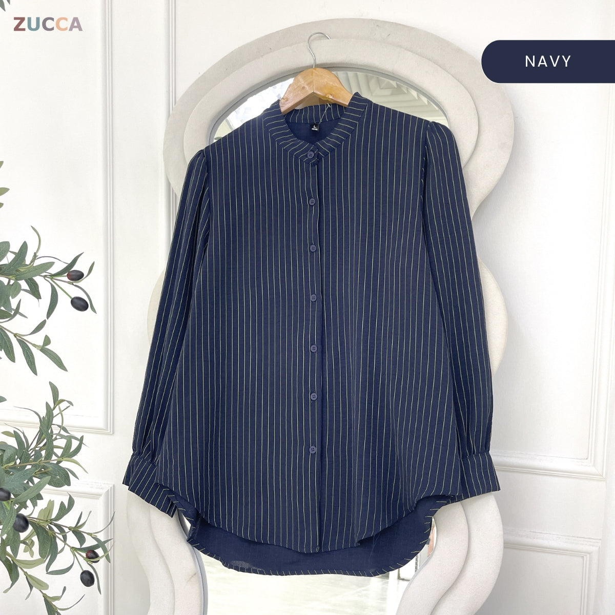 ZUCCA AWIN CLASSIC RIBBED MODEST STRIPE TOP LONG SLEEVE - ZW004