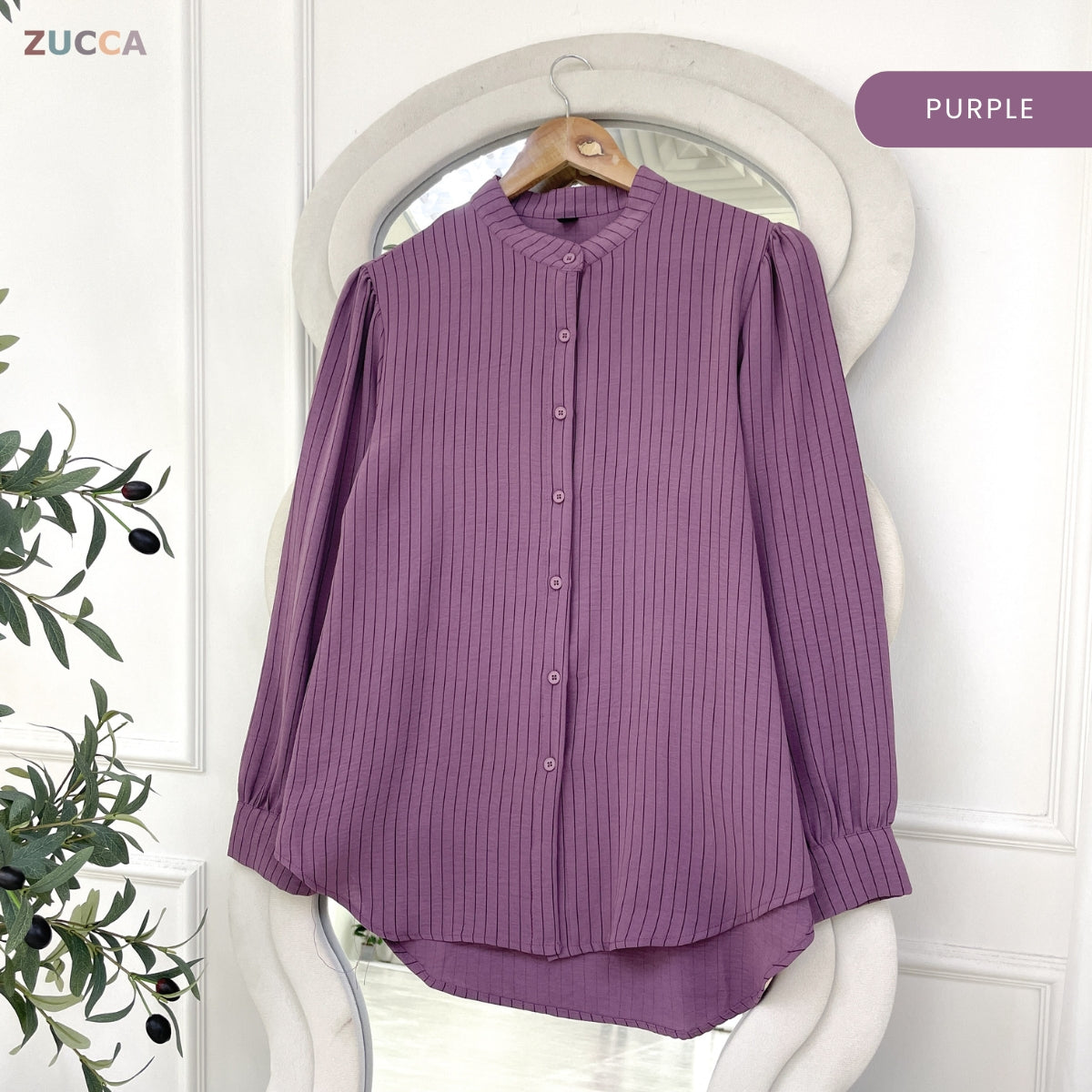ZUCCA AWIN CLASSIC RIBBED MODEST STRIPE TOP LONG SLEEVE - ZW004