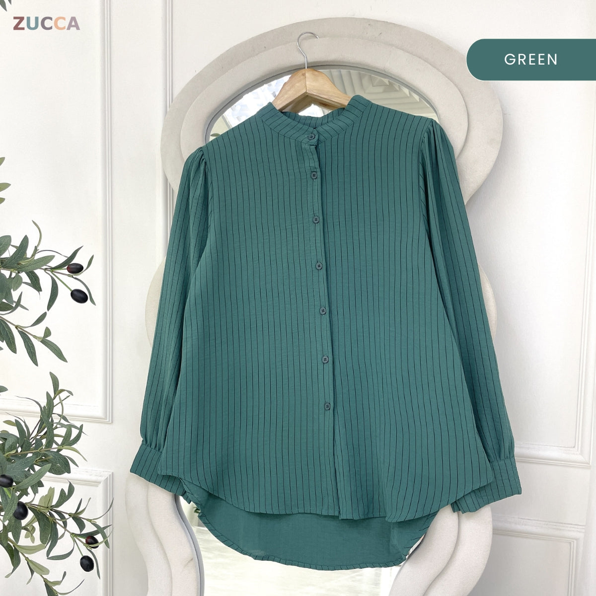 ZUCCA AWIN CLASSIC RIBBED MODEST STRIPE TOP LONG SLEEVE - ZW004