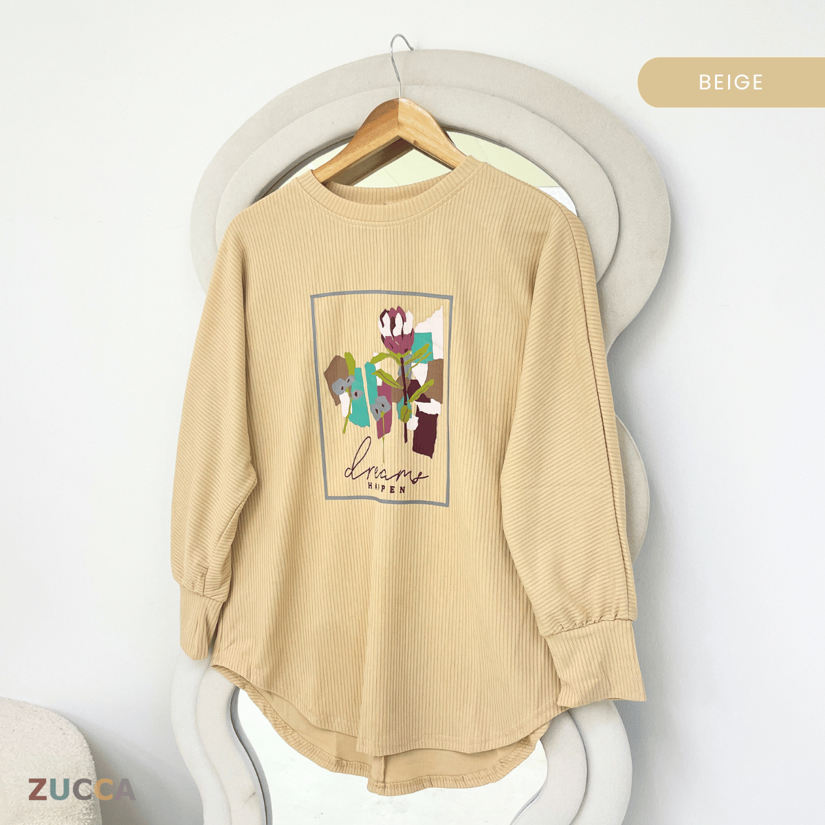 ZUCCA OLIVIA MODEST GRAPHIC LONG SLEEVE-ZW005(BK2048-1)