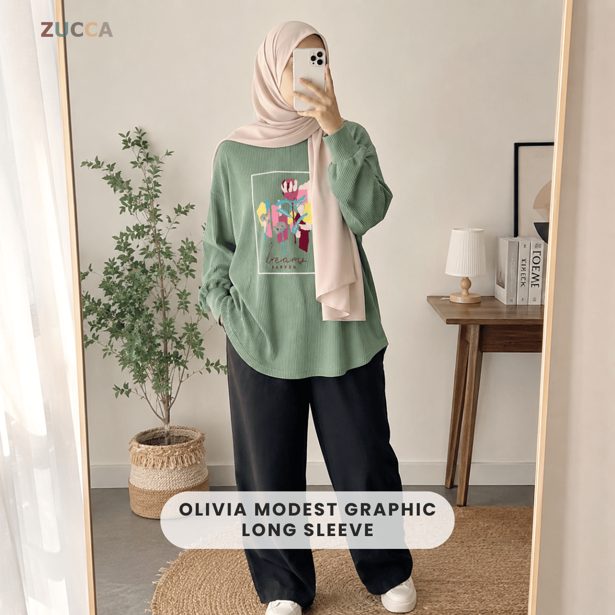 ZUCCA OLIVIA MODEST GRAPHIC LONG SLEEVE-ZW005(BK2048-1)