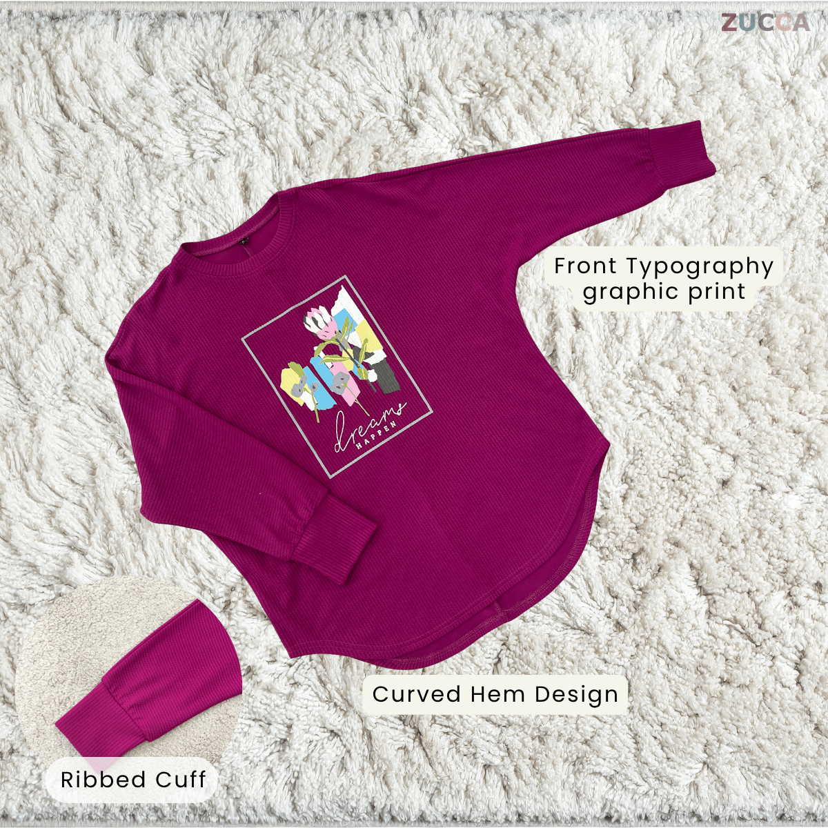 ZUCCA OLIVIA MODEST GRAPHIC LONG SLEEVE-ZW005(BK2048-1)