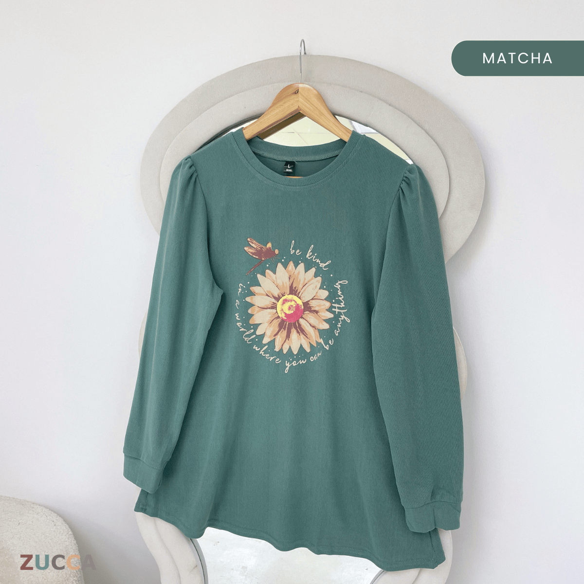 ZUCCA VIVIAN FLORAL GRAPHIC LONG SLEEVE TOP -ZW007(AA2033-A1)
