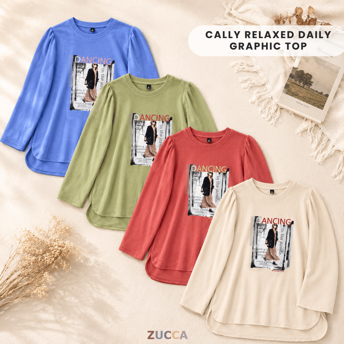 ZUCCA CALLY RELAXED DAILY GRAPHIC TOP-ZW008(244AA-1)