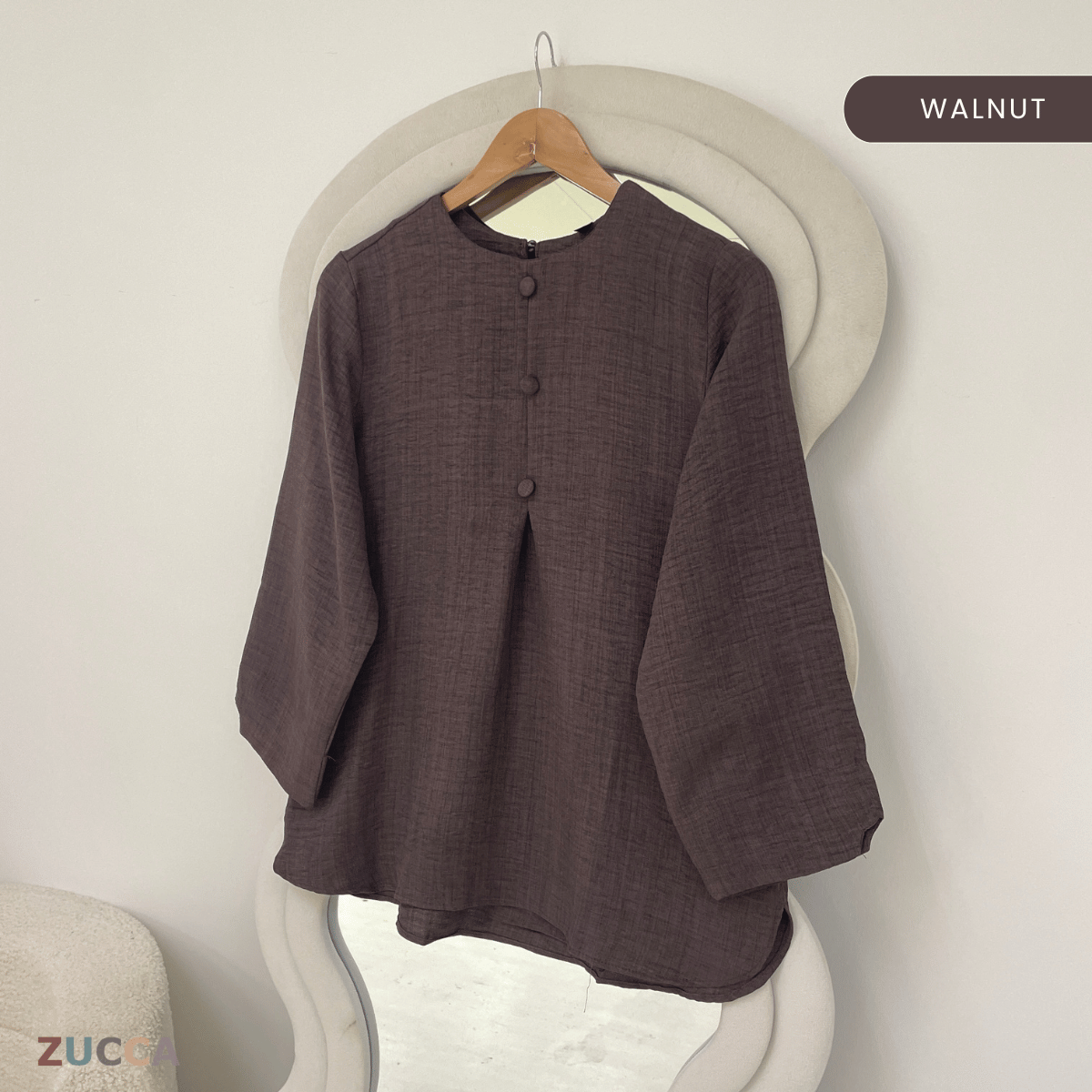 ZUCCA NAIMA HALF BUTTON LONG SLEEVE TOP-ZW009(AC8636-1)