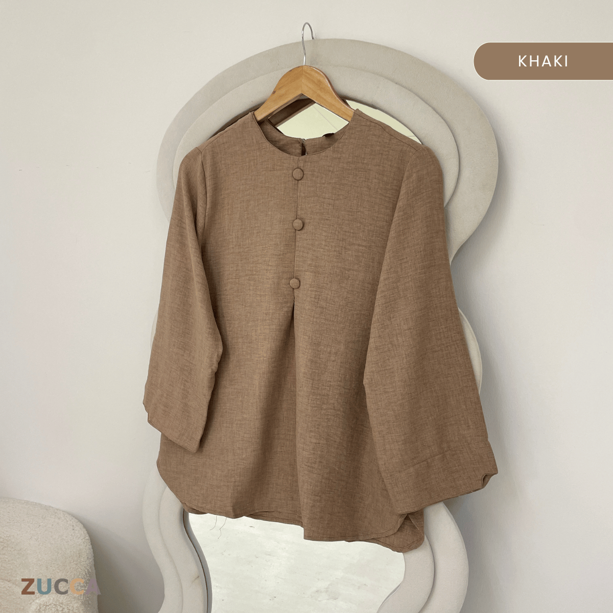 ZUCCA NAIMA HALF BUTTON LONG SLEEVE TOP-ZW009(AC8636-1)