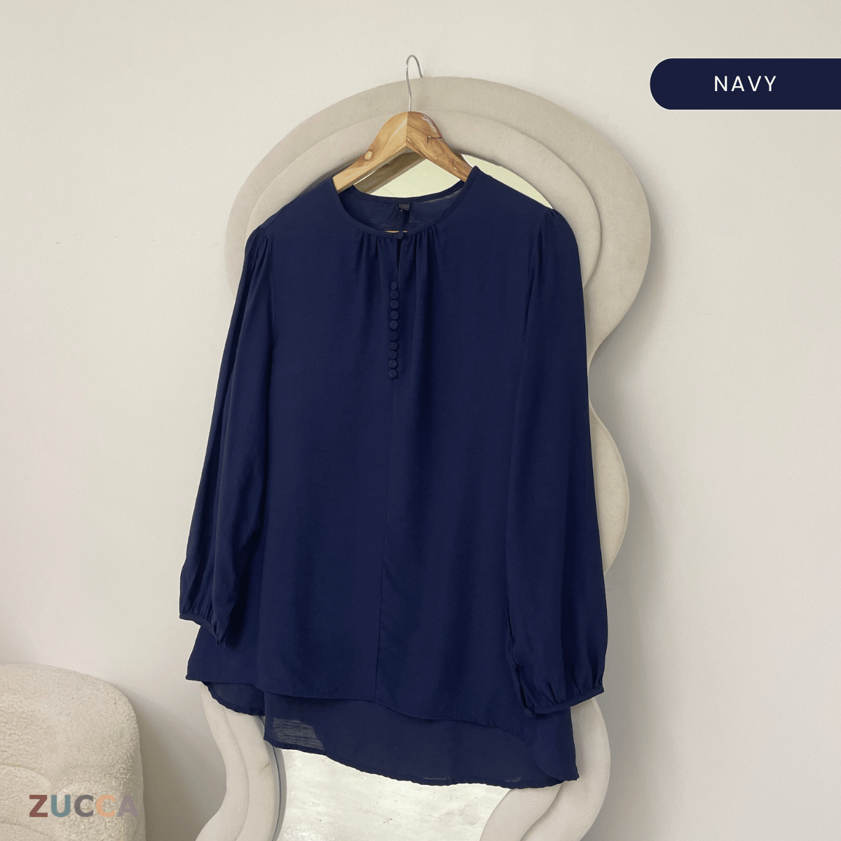 ZUCCA ESHA CLASSIC BUTTON TUNIC BLOUSE - ZW010(881642)