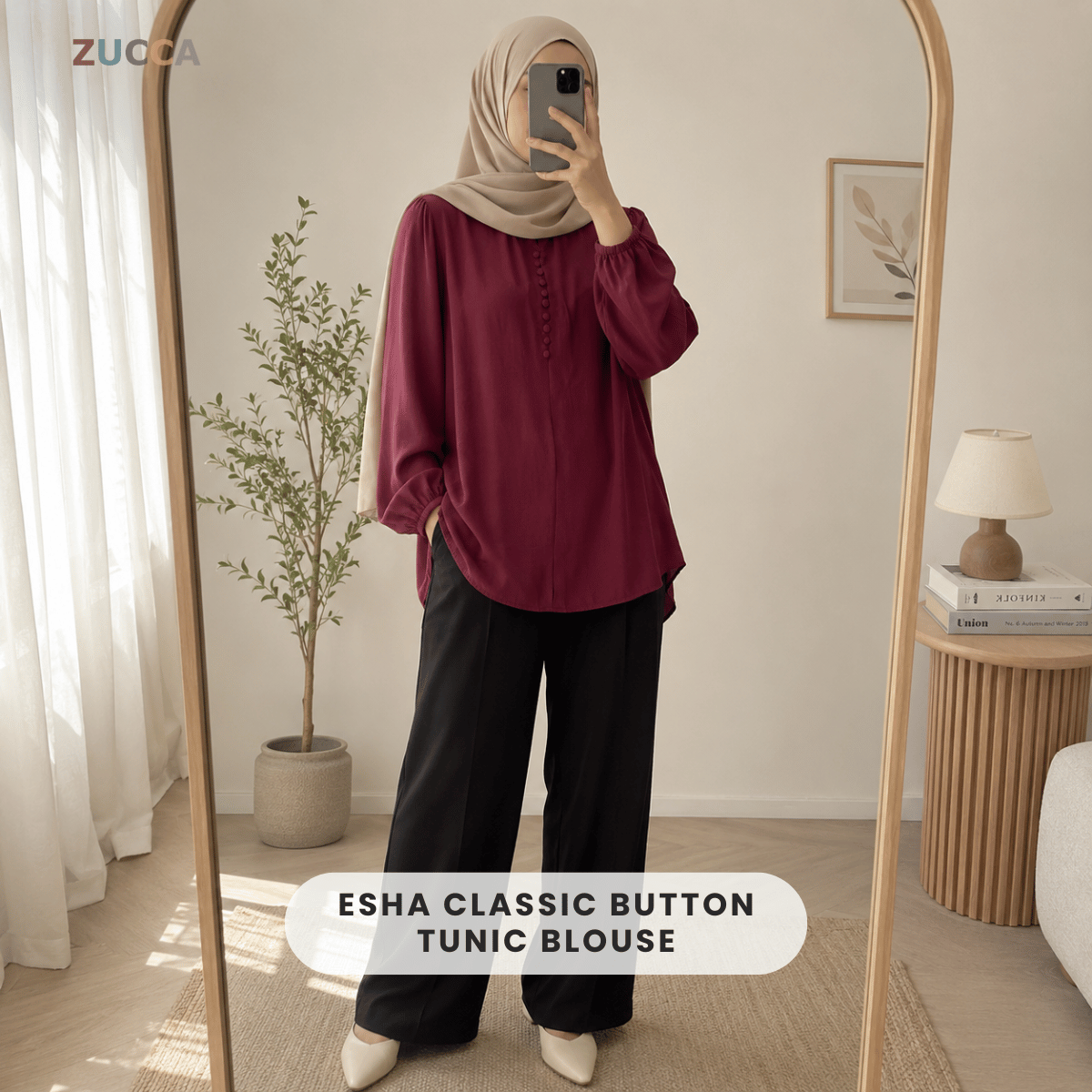 ZUCCA ESHA CLASSIC BUTTON TUNIC BLOUSE - ZW010(881642)