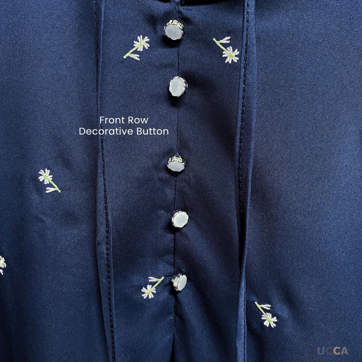 ZUCCA RAYLEE FLORAL EMBROIDERY RUFFLE TIE BLOUSE -MA074