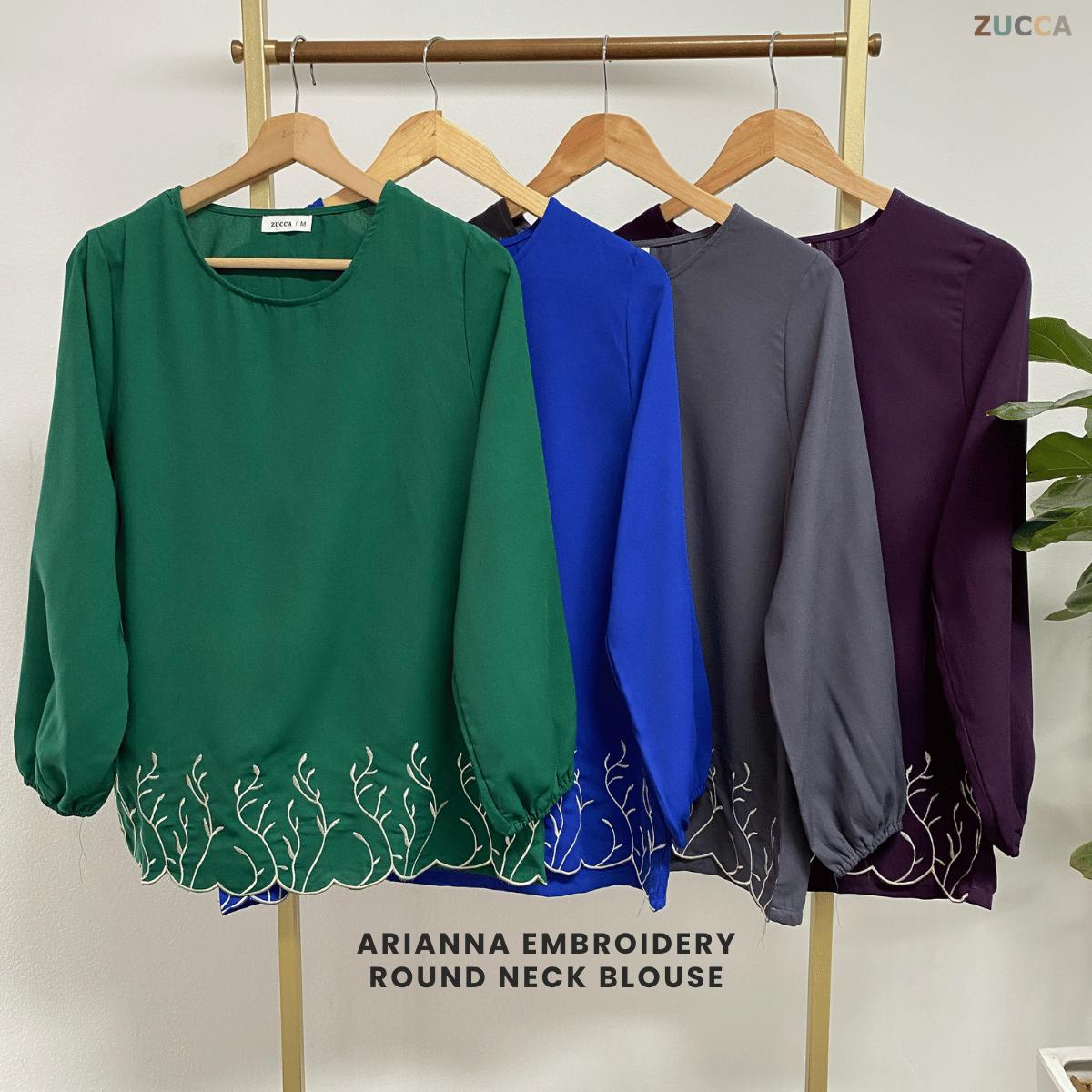 ZUCCA ARIANNA EMBROIDERY ROUND NECK BLOUSE-MA091 Tops