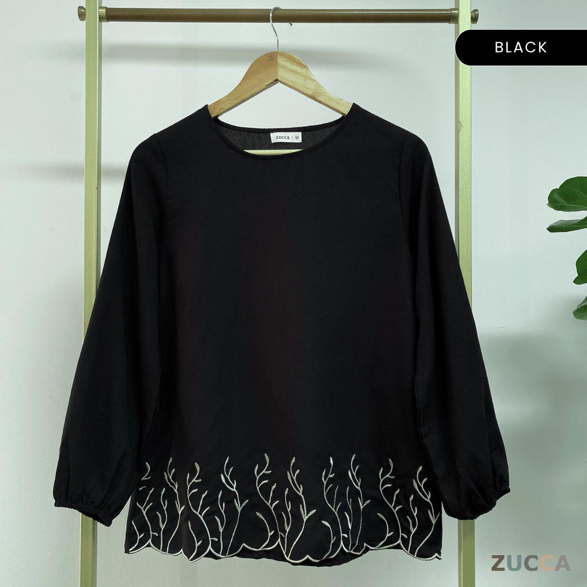 ZUCCA ARIANNA EMBROIDERY ROUND NECK BLOUSE-MA091 Tops