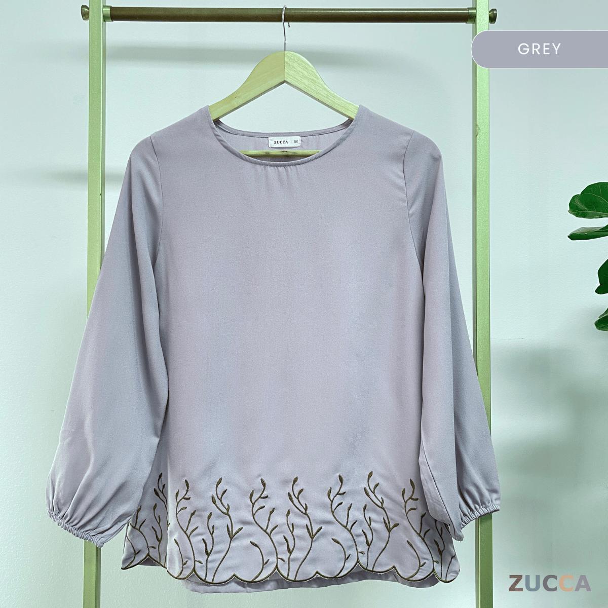 ZUCCA ARIANNA EMBROIDERY ROUND NECK BLOUSE-MA091 Tops