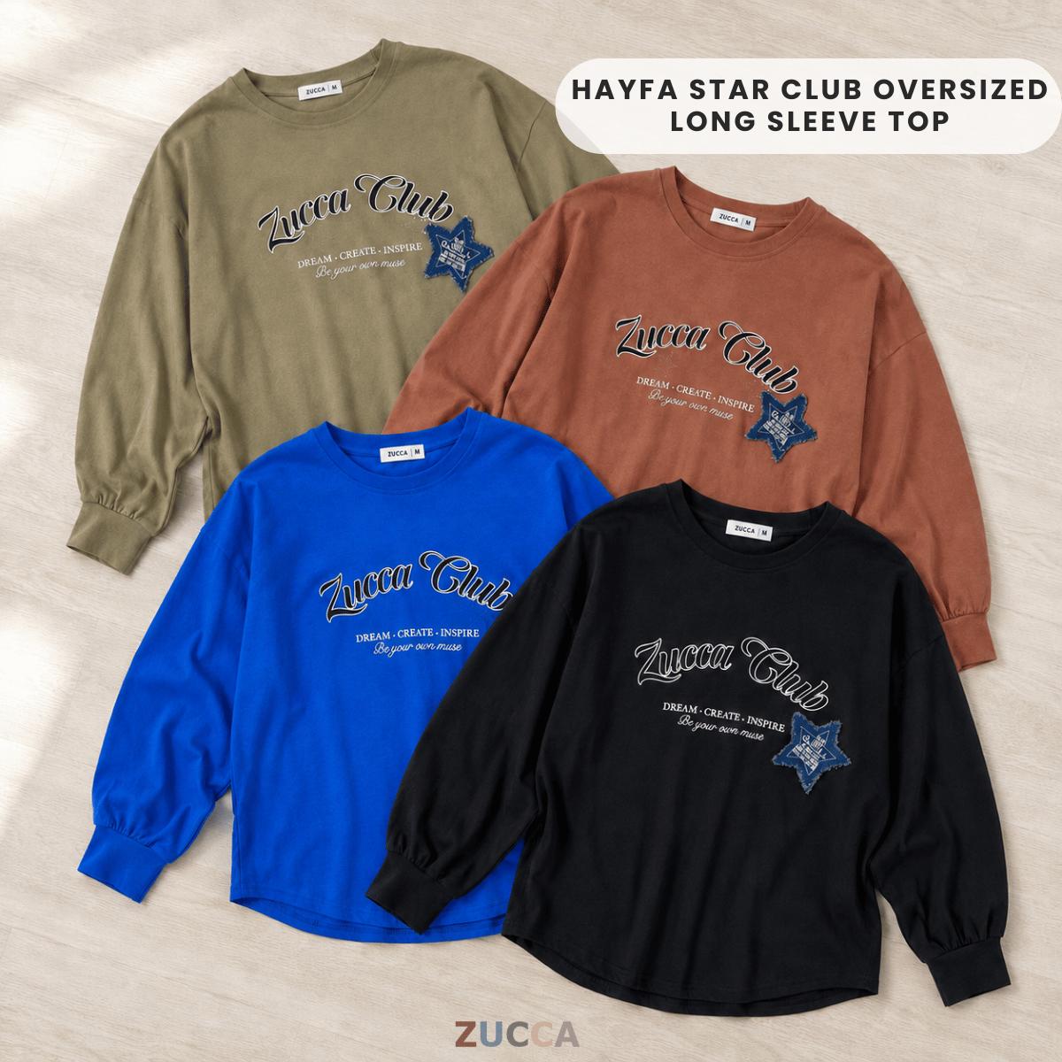 ZUCCA HAYFA STAR CLUB OVERSIZED LONG SLEEVE TOP - MA229