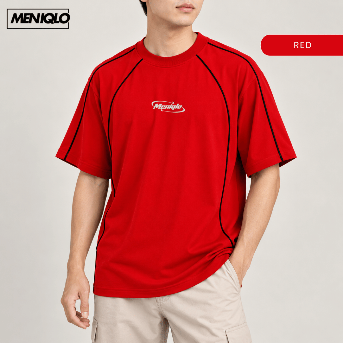 MENIQLO KHAIRI MINIMAL LOGO OVERSIZED MEN TEE - MQ1019