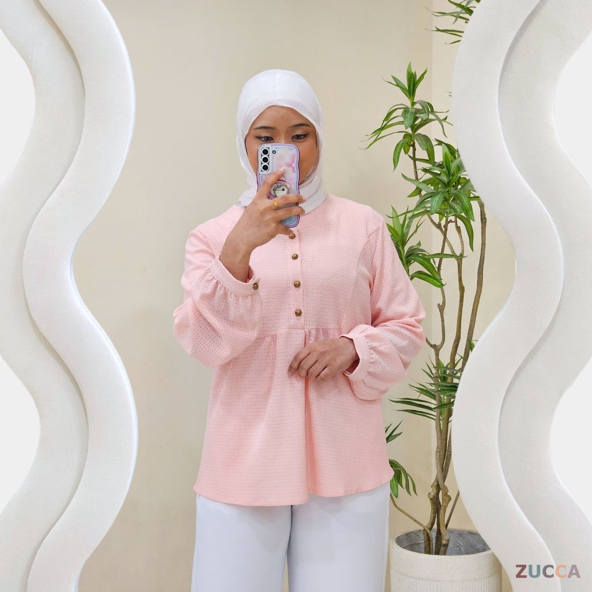 ZUCCA HUSNA BLOUSE DOLLY BUTANG SEPARUH - DM184