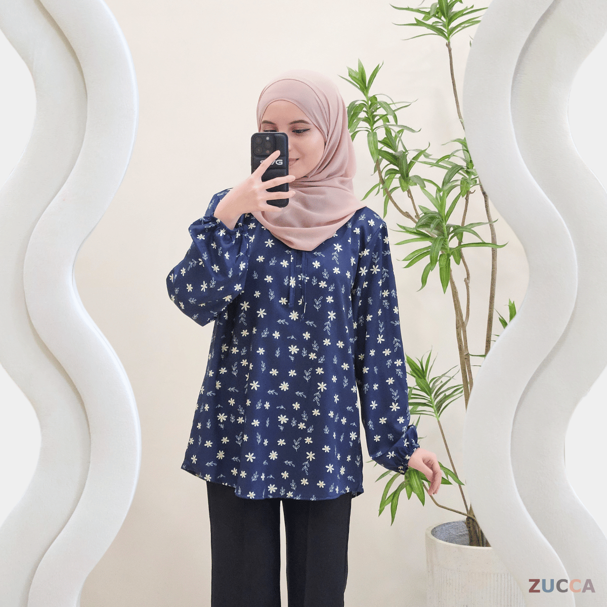 ZUCCA HANISA RUFFLE NECK FLORAL WOMEN BLOUSE - DM091