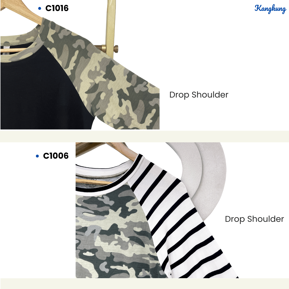 KANGKUNG QAIRA SYAZANA CASUAL CAMO RAGLAN TOP - (C1006 | C1016)