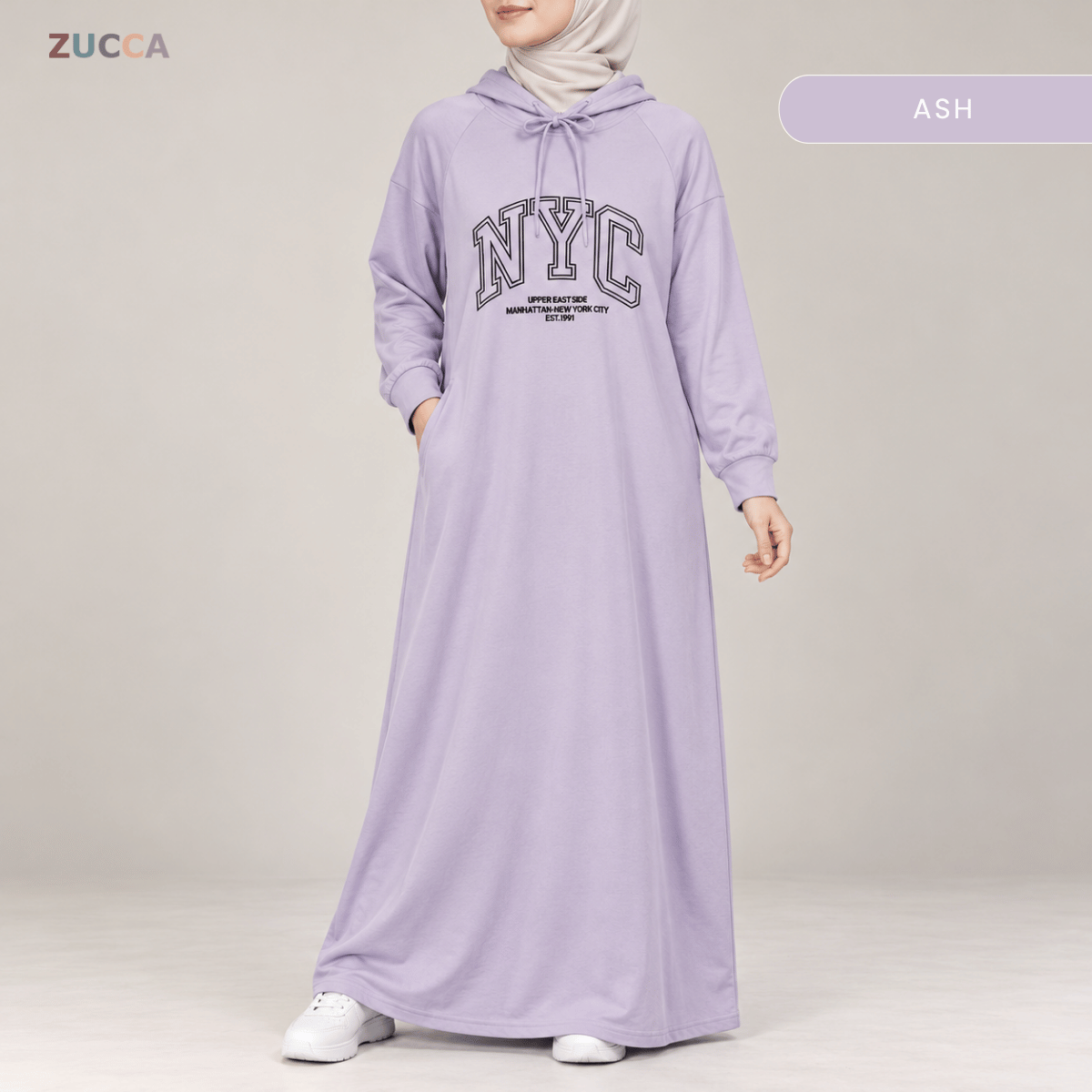 ZUCCA EXORA CASUAL SPORTY HOODIE MAXI DRESS - MA259
