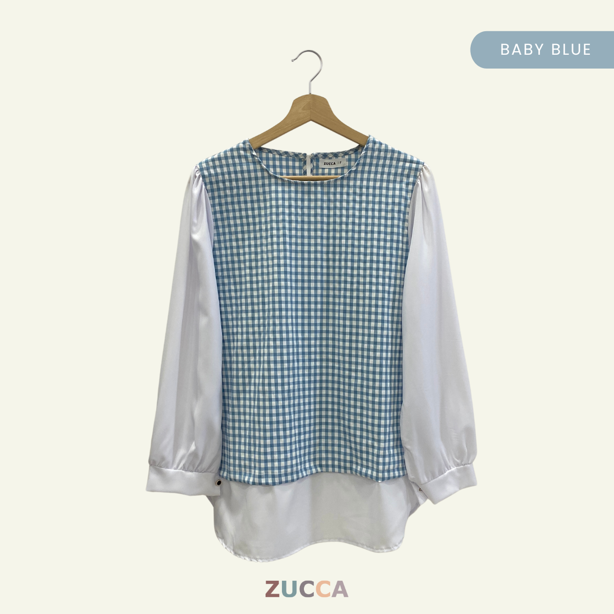 ZUCCA SYIKIN GINGHAM CHECKER PUFFED BLOUSE - DM157