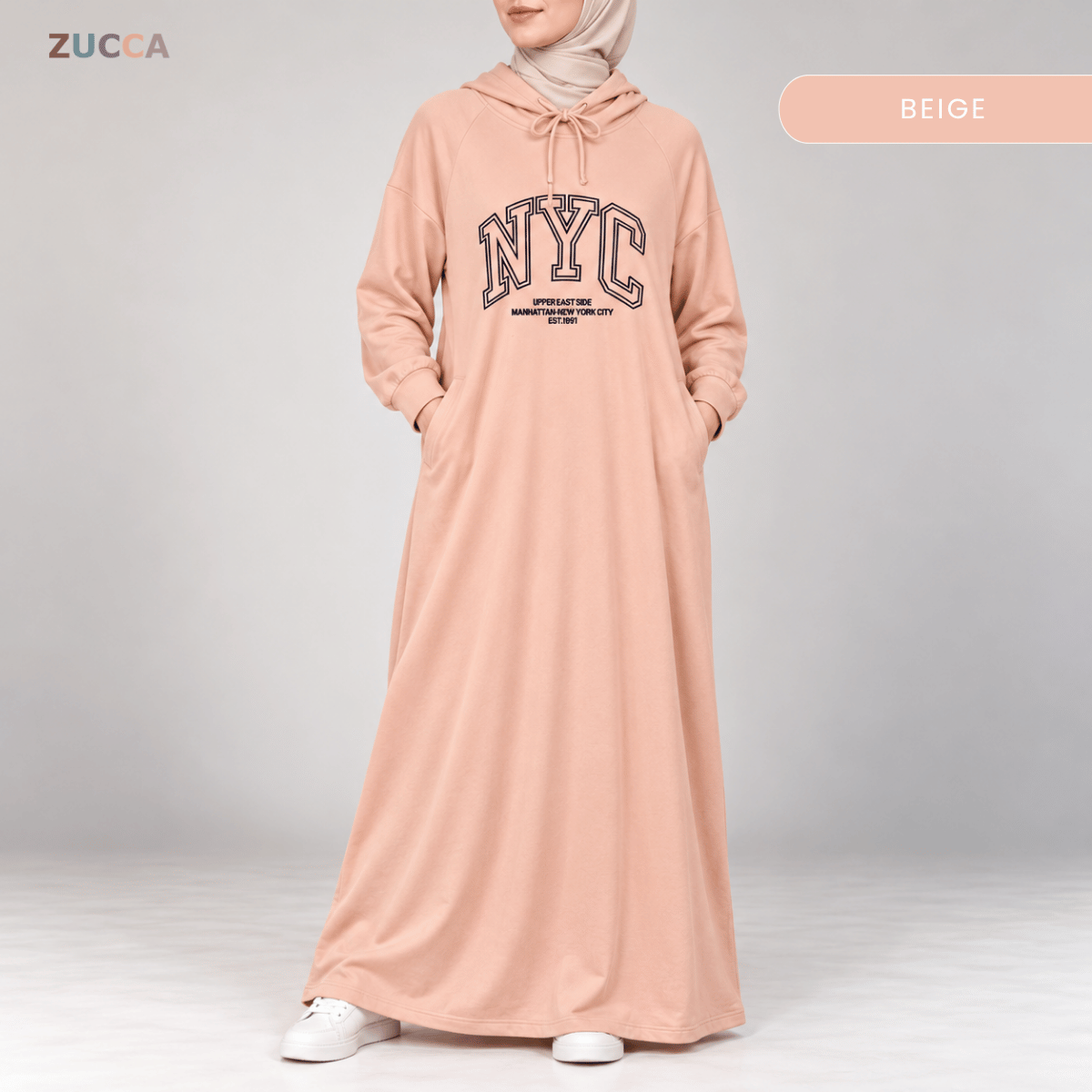 ZUCCA EXORA CASUAL SPORTY HOODIE MAXI DRESS - MA259