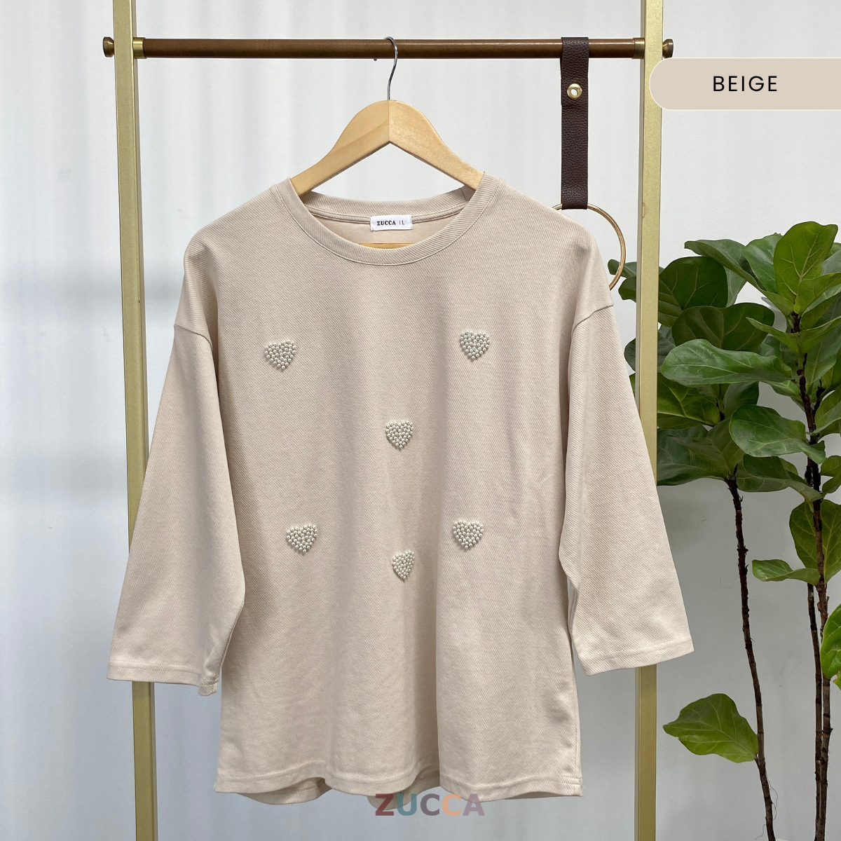 ZUCCA FATINI HEART EMBELLISHED COTTON KNIT SHIRT - MA057