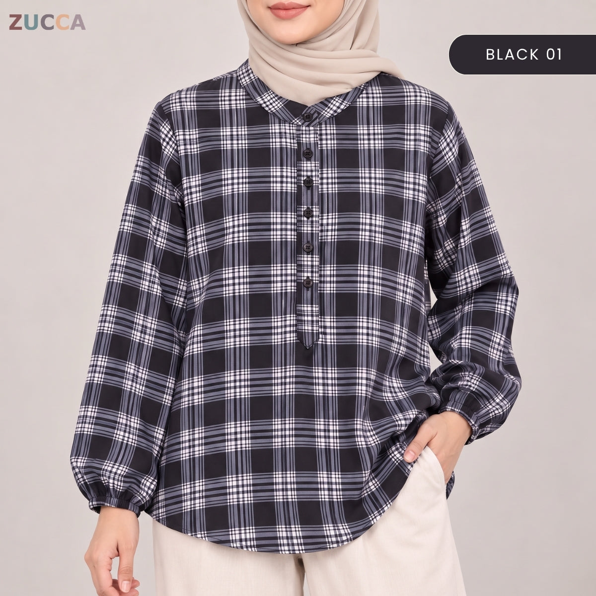 ZUCCA ZULAIKA PLAID CHECKERED LONG SLEEVE SHIRT -MA245