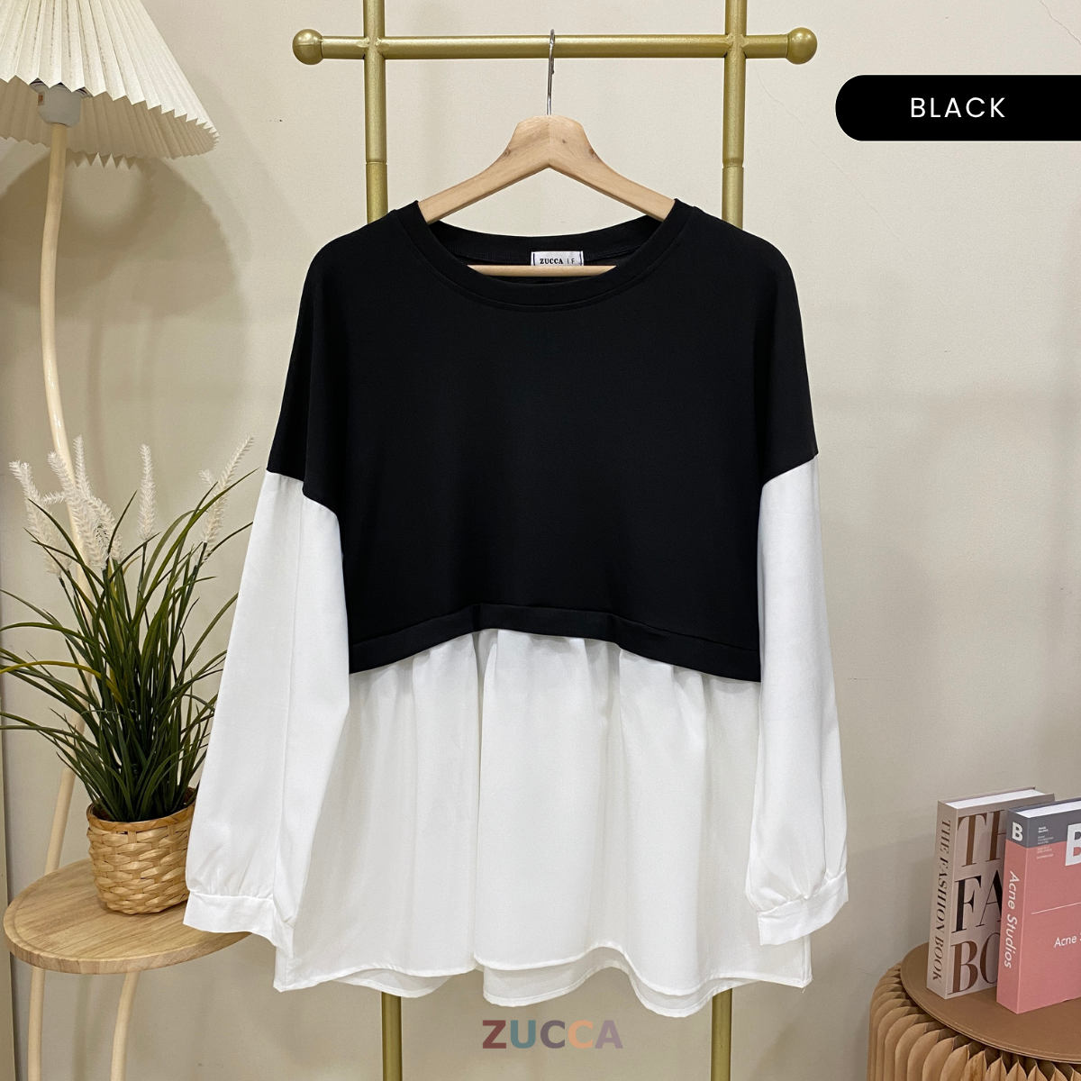 ZUCCA SISSY TWO TONE TUNIC WOMEN BLOUSE - DM062