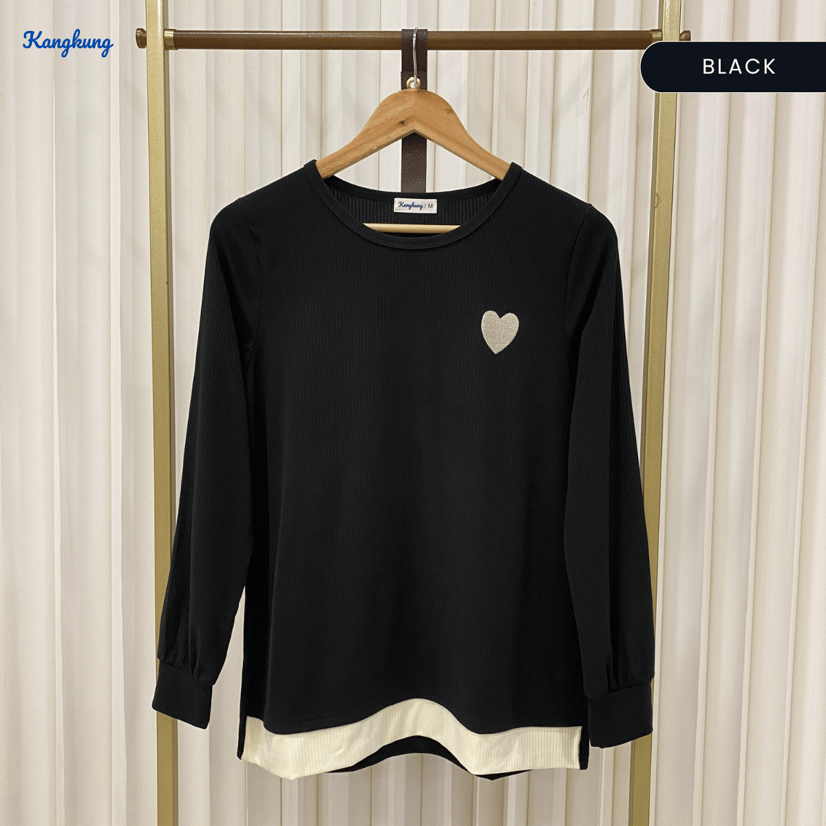 KANGKUNG ILANA BLOUSE RIBBED KASUAL YANG SELESA - KK104