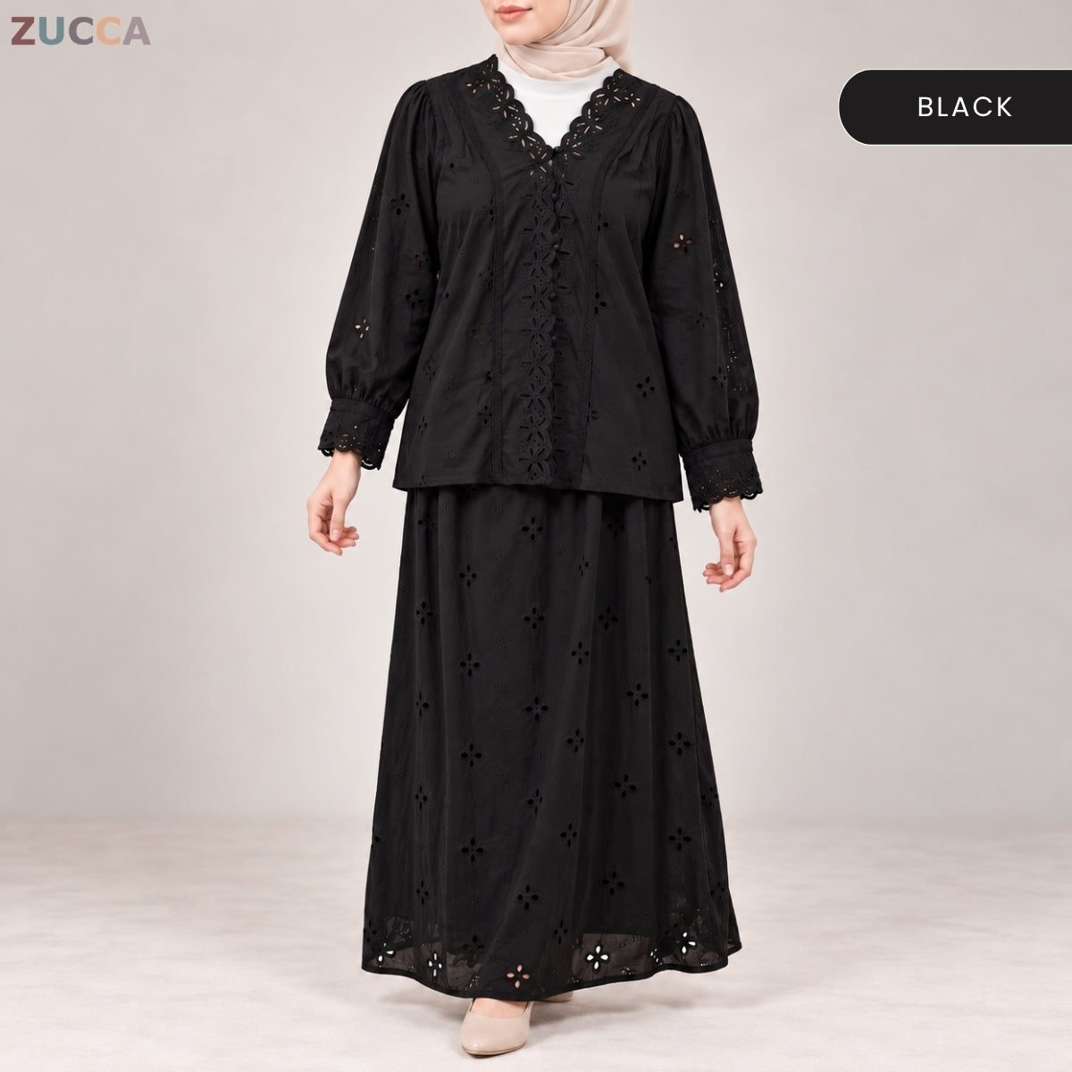 ZUCCA FAZURA EMBROIDERED EYELET MODEST SET – MA266