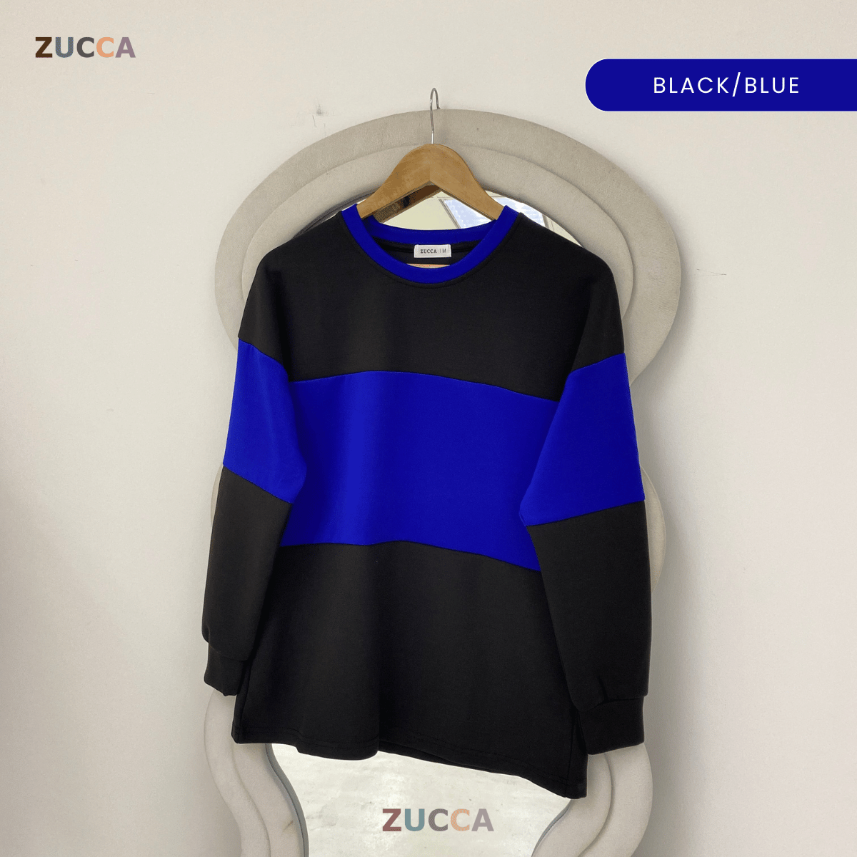 ZUCCA ELINA CASUAL COLOUR BLOCK LONG SLEEVE TOP - MA087