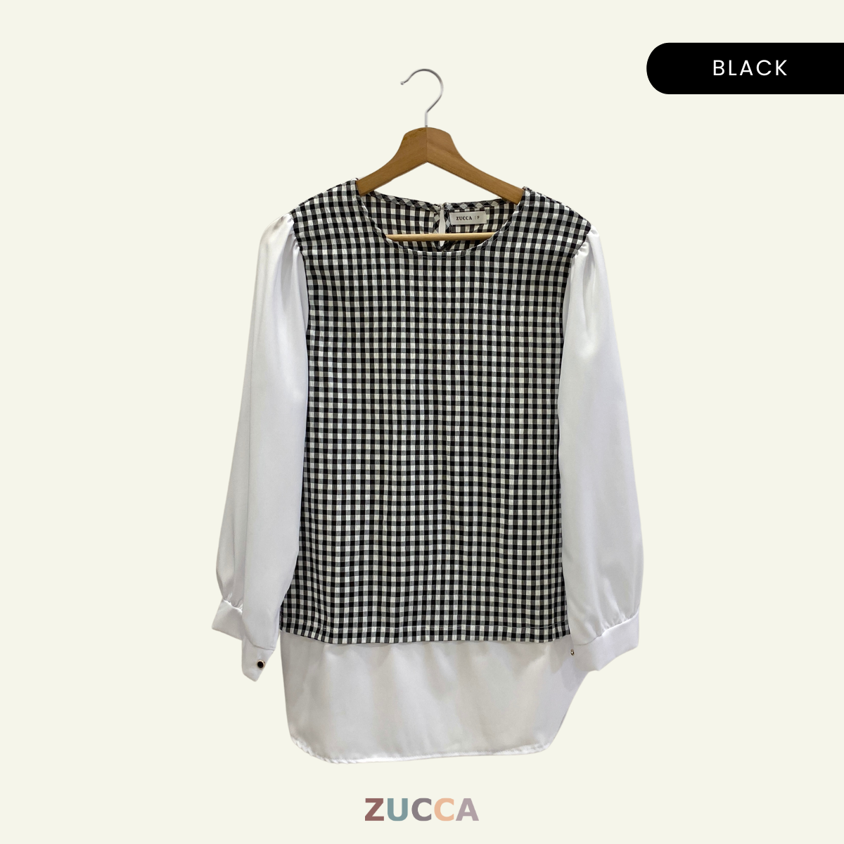 ZUCCA SYIKIN GINGHAM CHECKER PUFFED BLOUSE - DM157