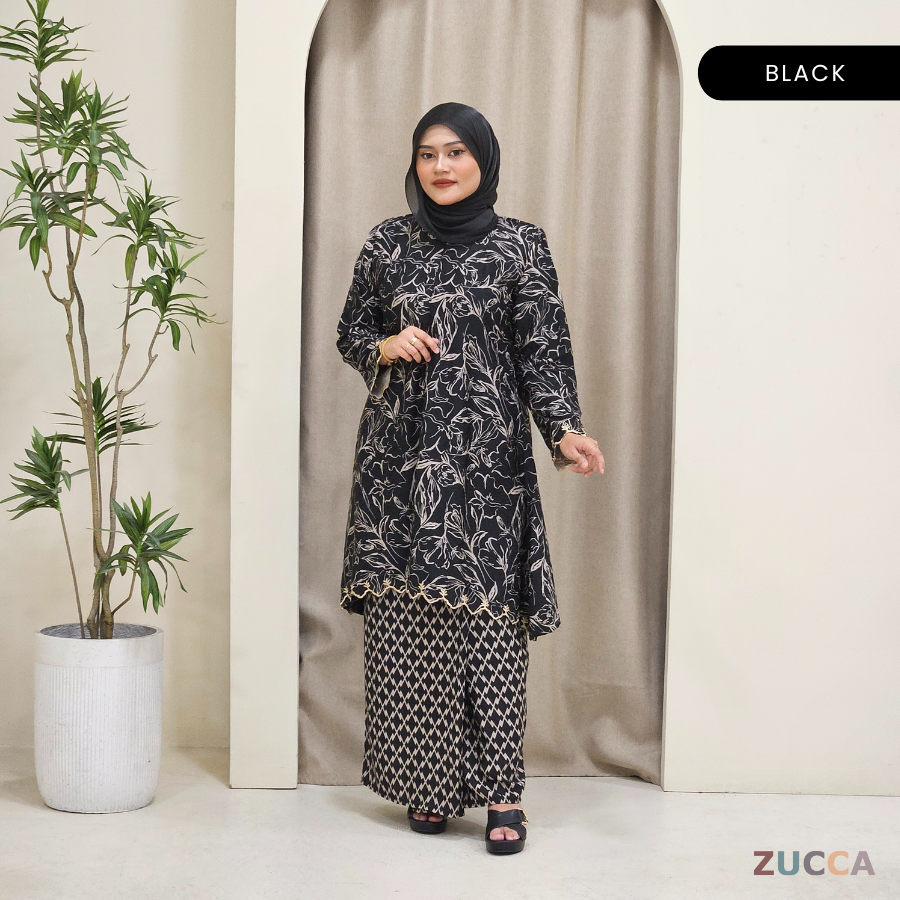 Kamalia Raya Kurung Kebarung Riau Modern Sulam Floral - H002