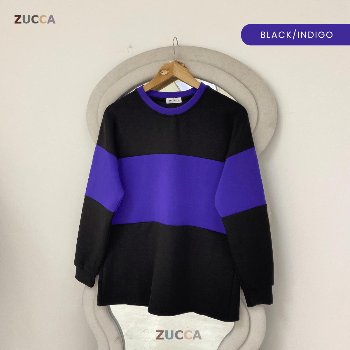 ZUCCA ELINA CASUAL COLOUR BLOCK LONG SLEEVE TOP - MA087
