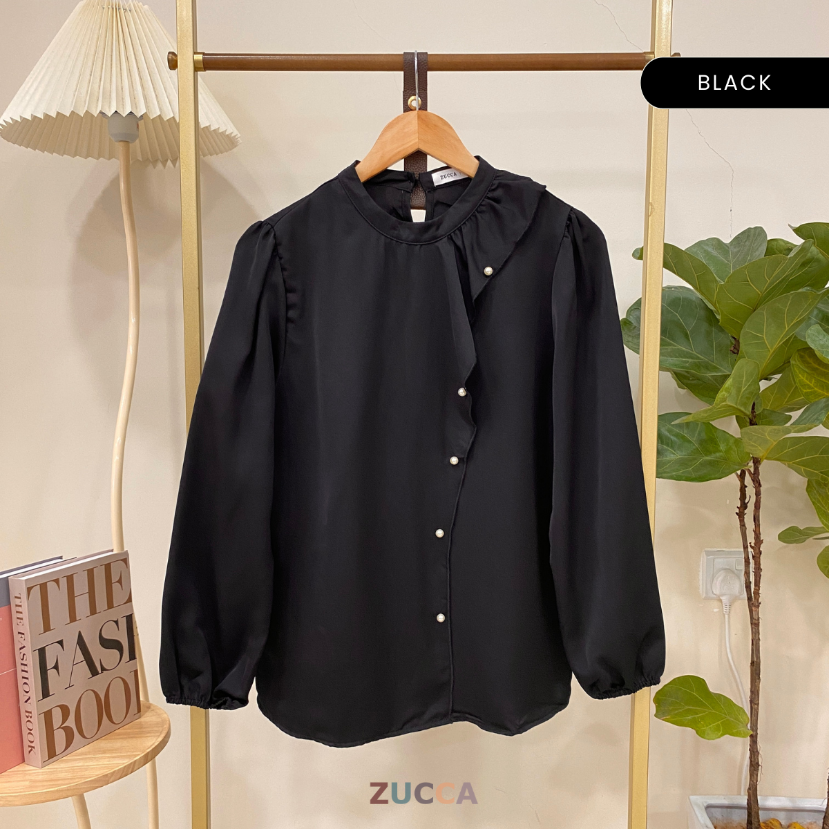 ZUCCA VANIA RUFFLED PEARL DETAIL WOMEN BLOUSE - MA014