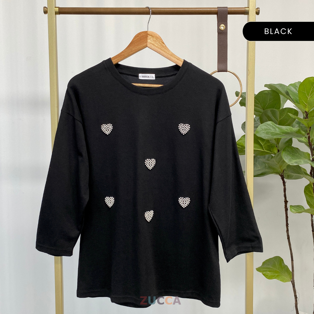 ZUCCA FATINI HEART EMBELLISHED COTTON KNIT SHIRT - MA057