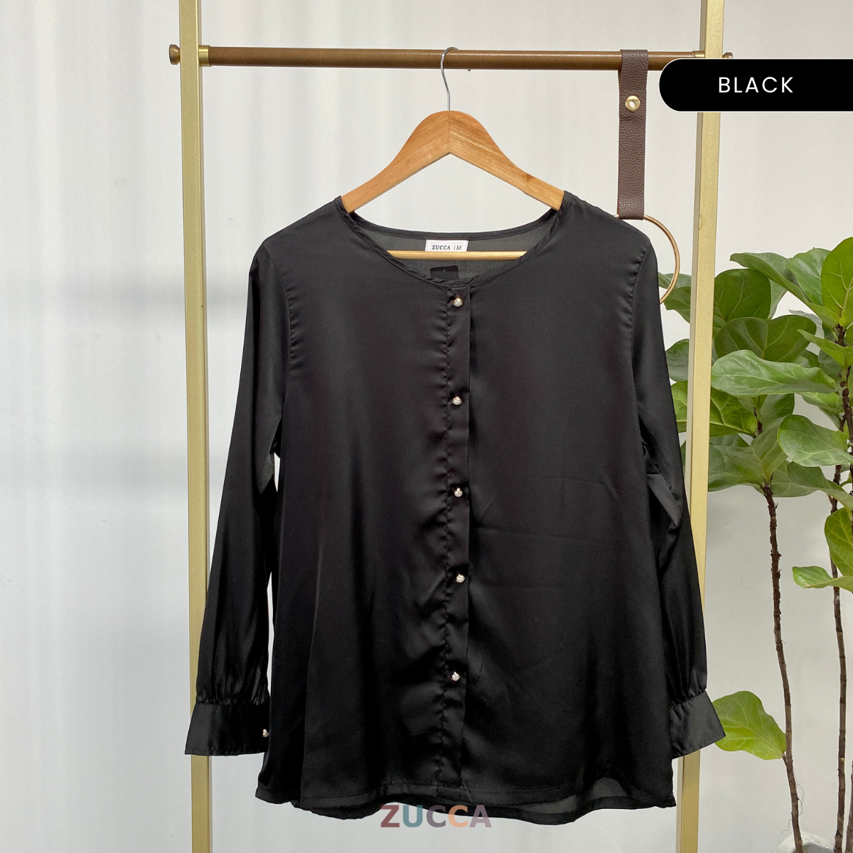 ZUCCA SUHARA ELEGANT SATIN BUTTON BLOUSE - MA063