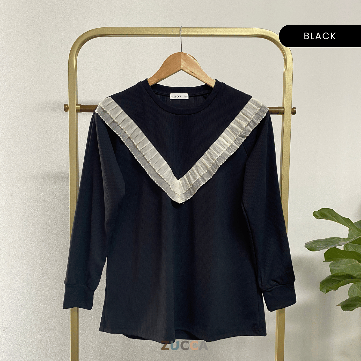 ZUCCA LIYANA BLOUSE KNIT RENDA RUFFLE - MA079