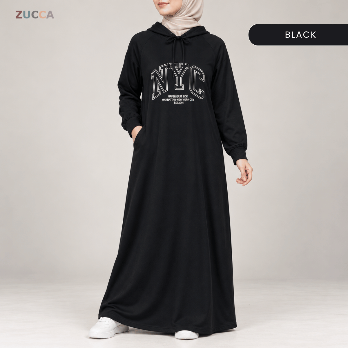 ZUCCA EXORA CASUAL SPORTY HOODIE MAXI DRESS - MA259