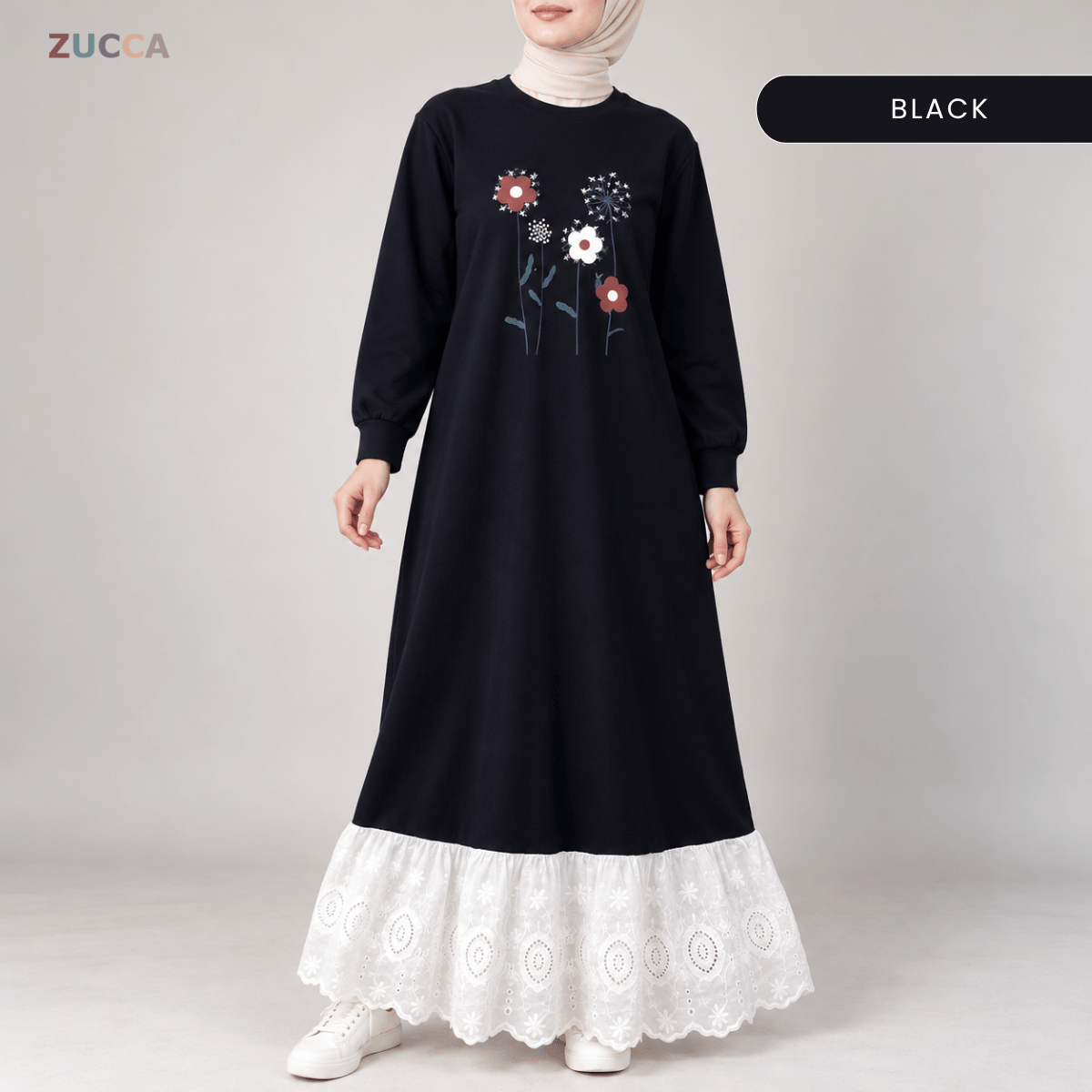 ZUCCA QASEH FLORAL LACE LONG SLEEVE MAXI DRESS  - MA263