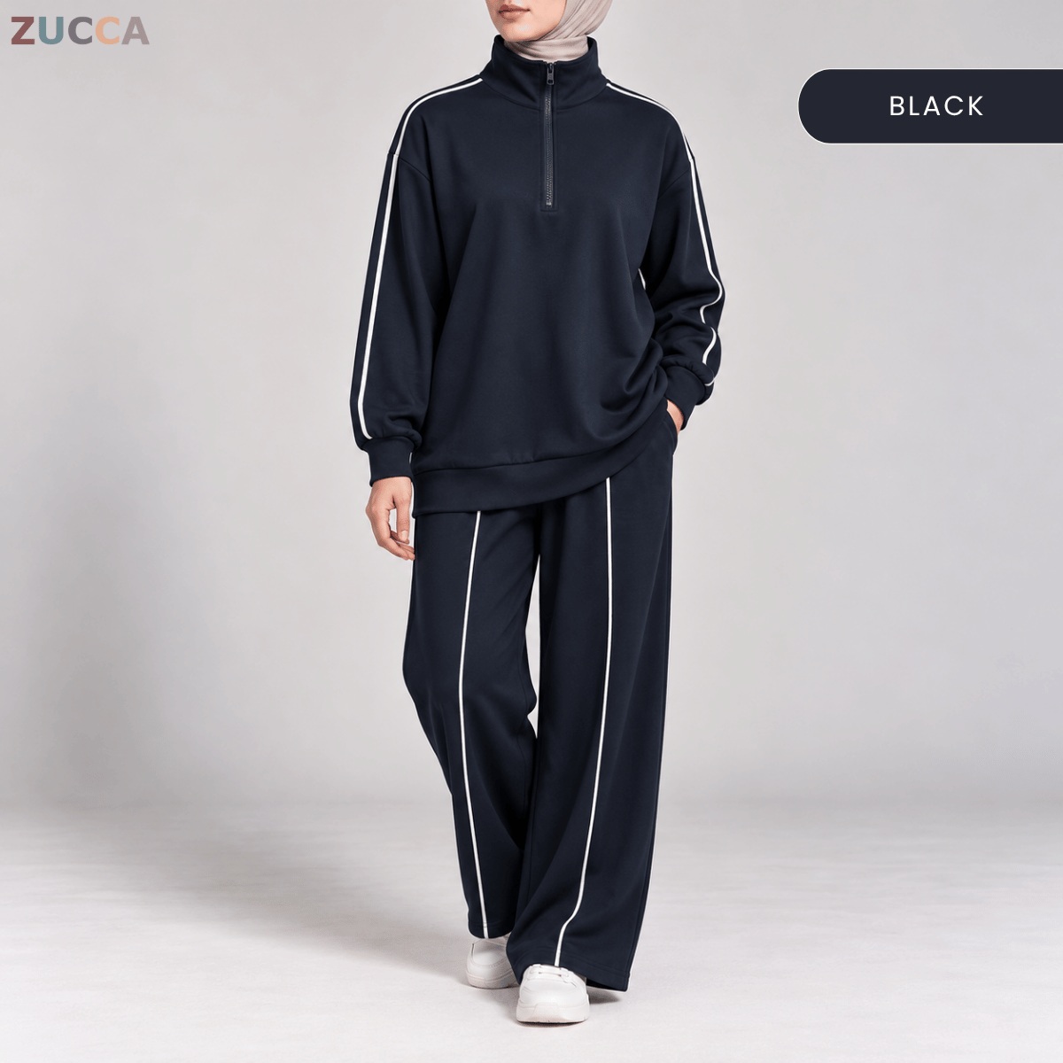 ZUCCA RAVEENA RELAXED CASUAL SPORTY HALF ZIP - MA297