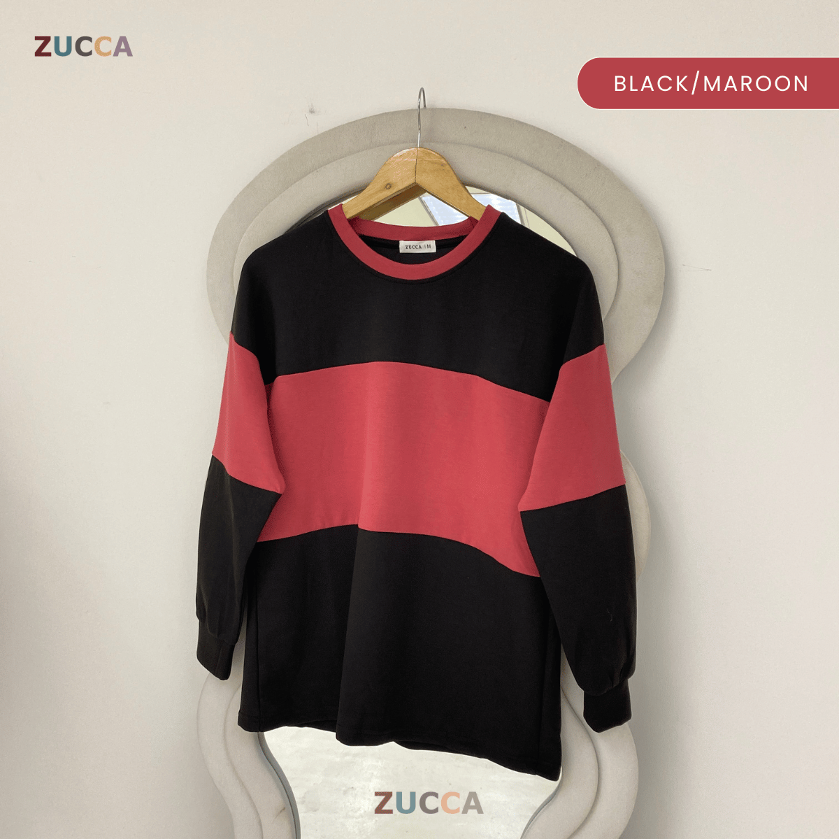 ZUCCA ELINA CASUAL COLOUR BLOCK LONG SLEEVE TOP - MA087