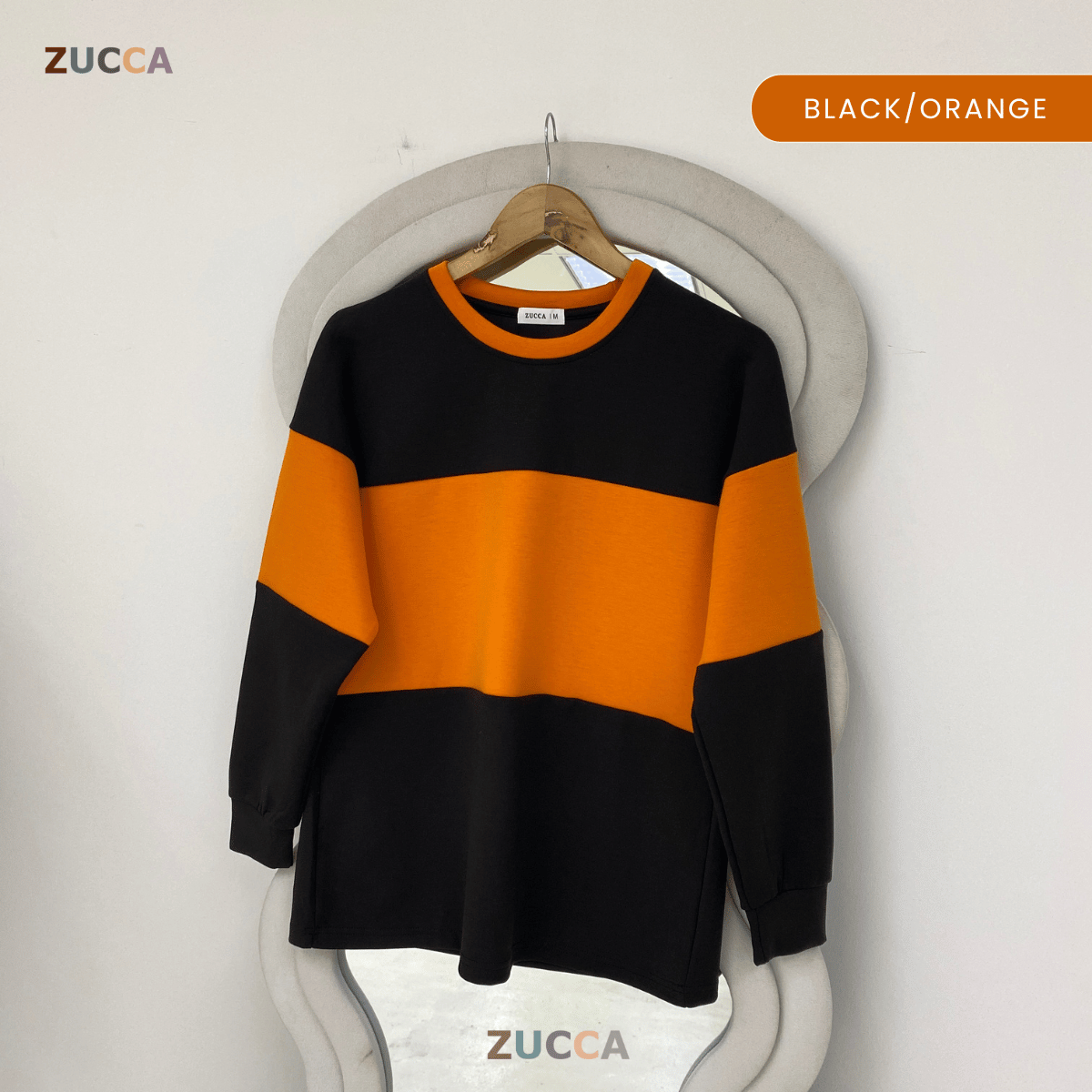 ZUCCA ELINA CASUAL COLOUR BLOCK LONG SLEEVE TOP - MA087