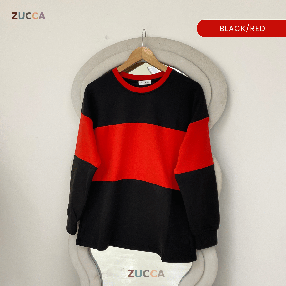 ZUCCA ELINA CASUAL COLOUR BLOCK LONG SLEEVE TOP - MA087