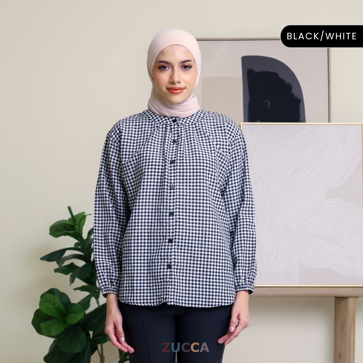 ZUCCA AMANDA BLAUS KASUAL BERPOLA GINGHAM - DM072A