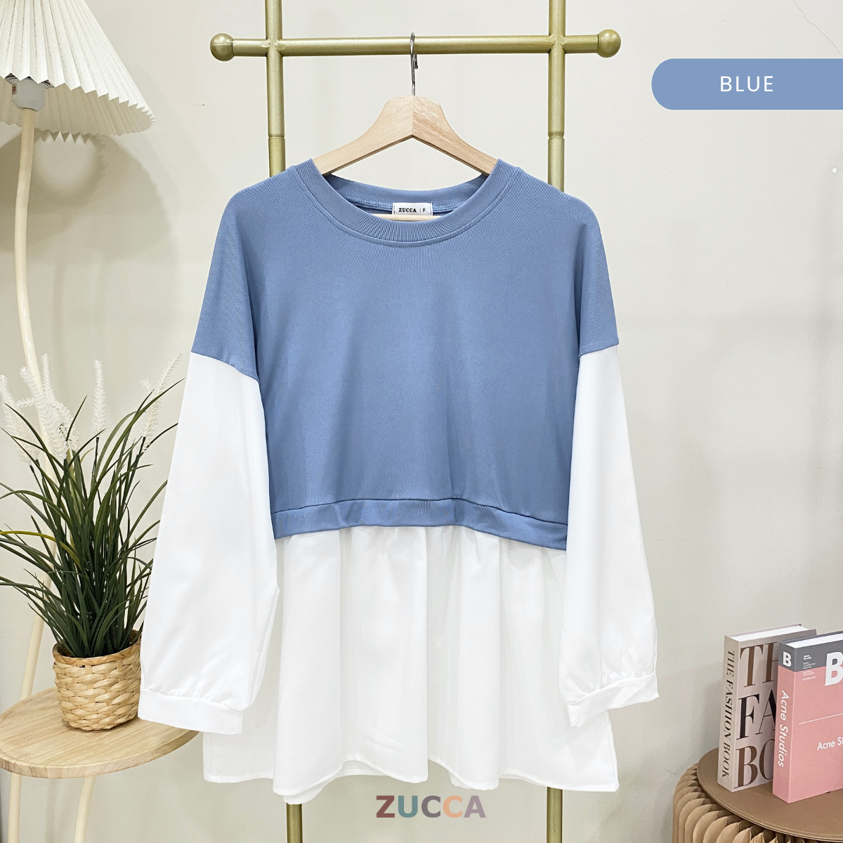 ZUCCA SISSY TWO TONE TUNIC WOMEN BLOUSE - DM062