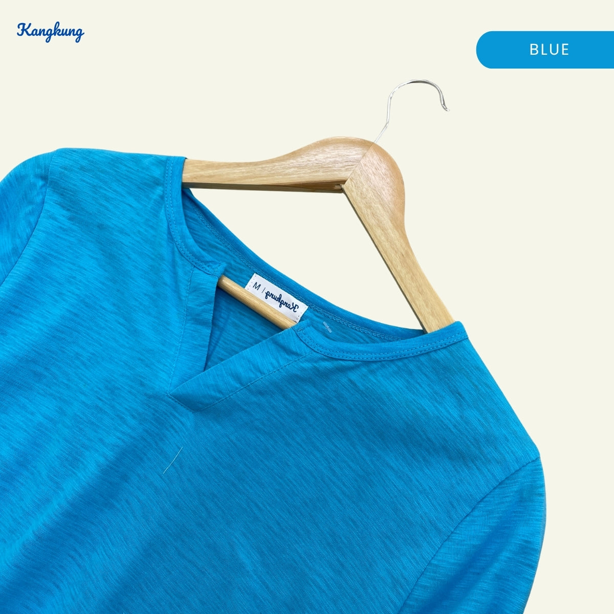 KANGKUNG IKINA KEMEJA KASUAL LEHER V-BULAT - KK120 BAJU WANITA